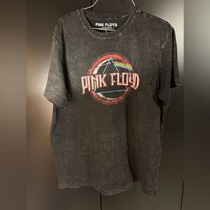 Pink Floyd Distressed Black Tee with Rainbow Logo
